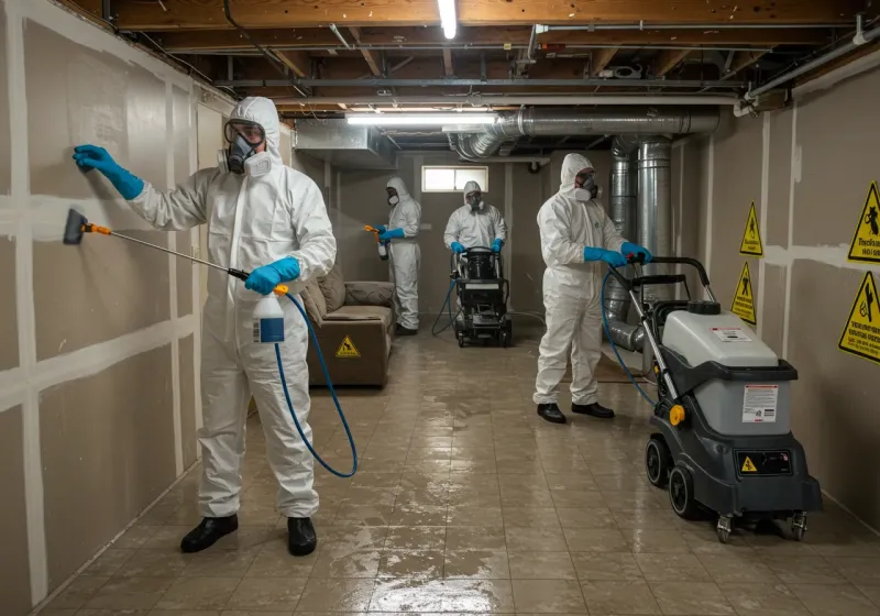 Basement Moisture Removal and Structural Drying process in South Wenatchee, WA